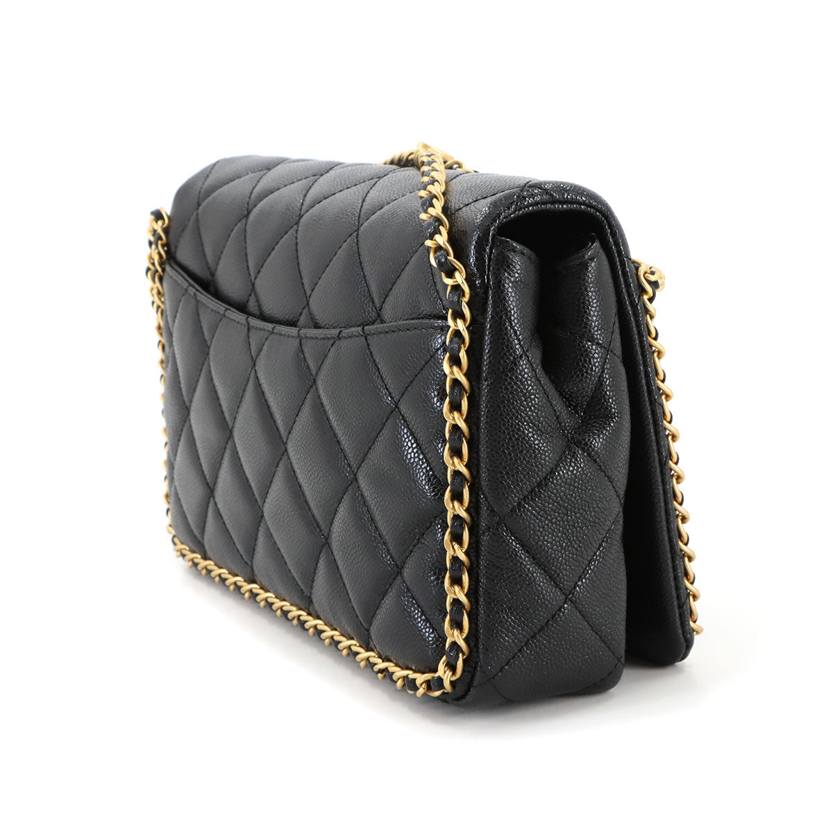 Matelasse Chain Shoulder Bag Leather Black AS3468 Purse