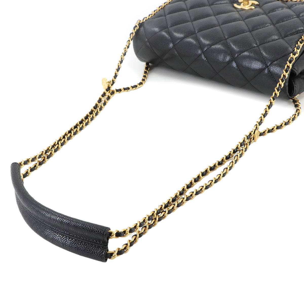 Matelasse Chain Shoulder Bag Leather Black AS3468 Purse