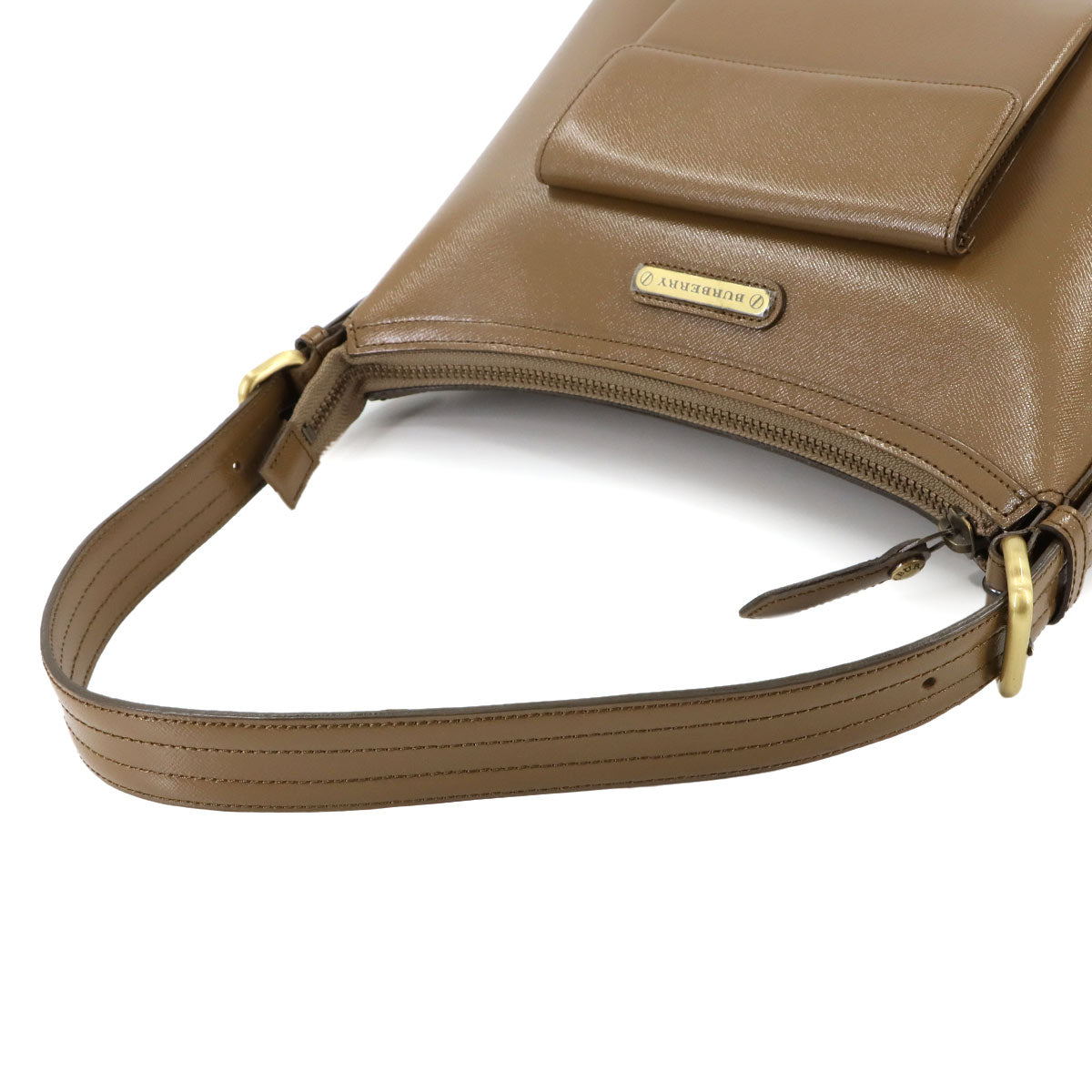 Hand Bag Leather Brown Plaid Purse