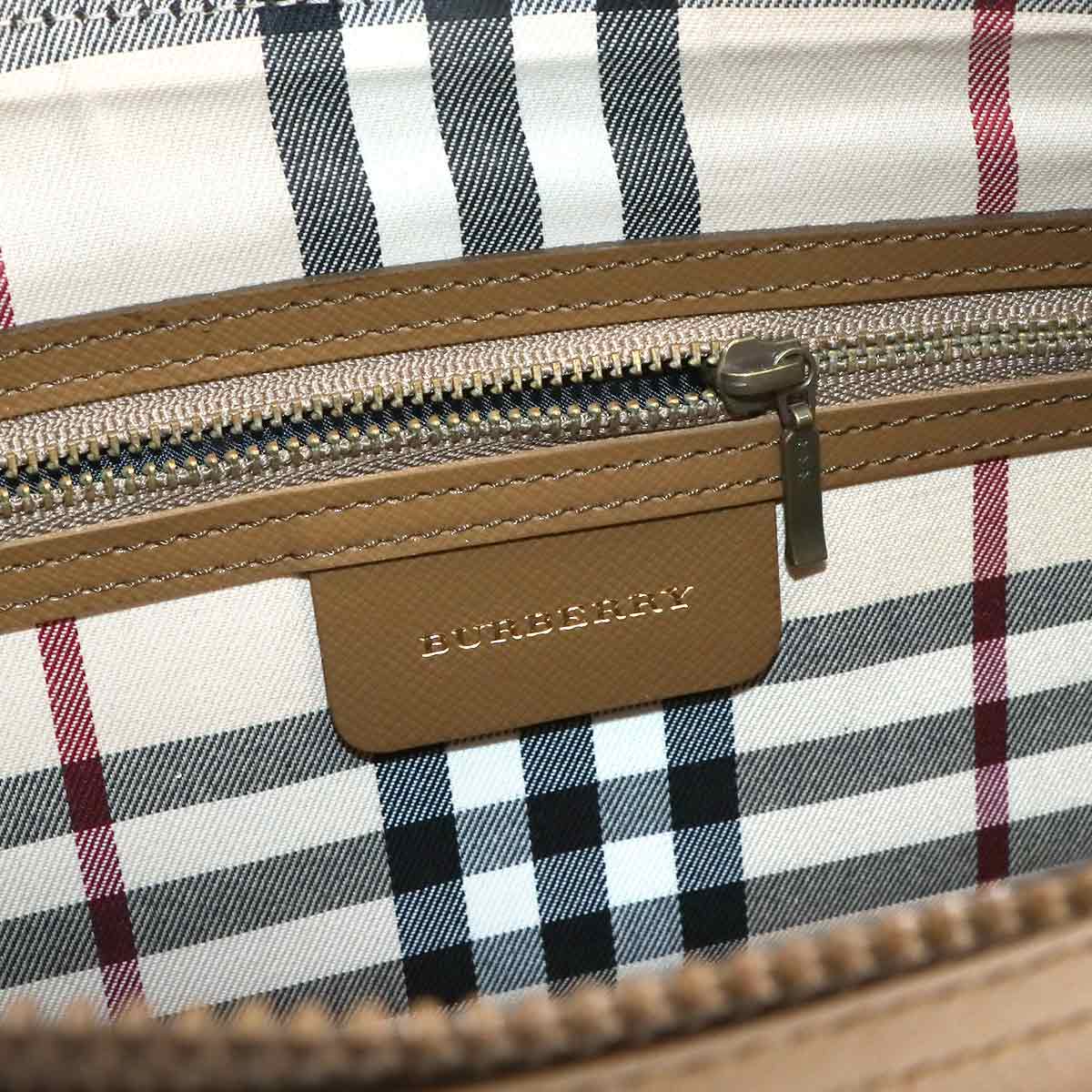 Hand Bag Leather Brown Plaid Purse