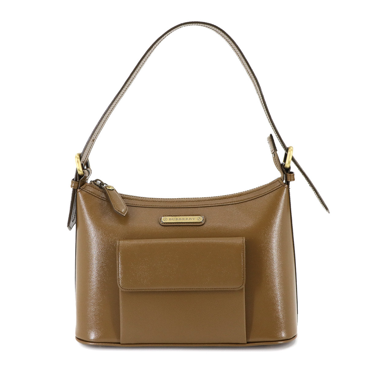 Hand Bag Leather Brown Plaid Purse