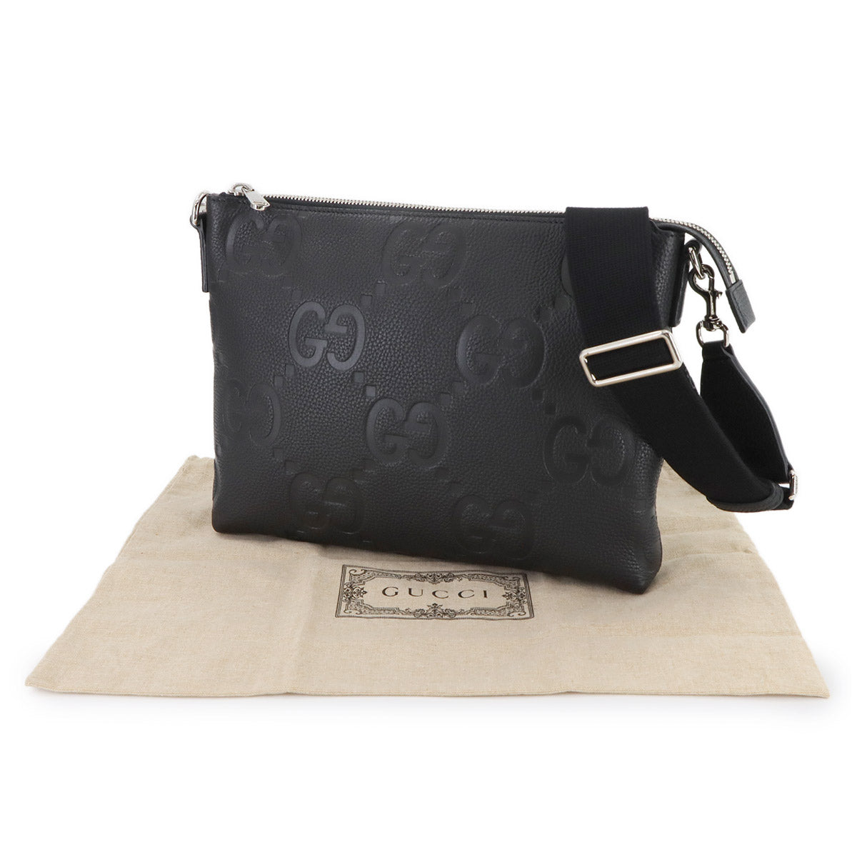 Jumbo GG Shoulder Bag Leather Black 696009 Purse