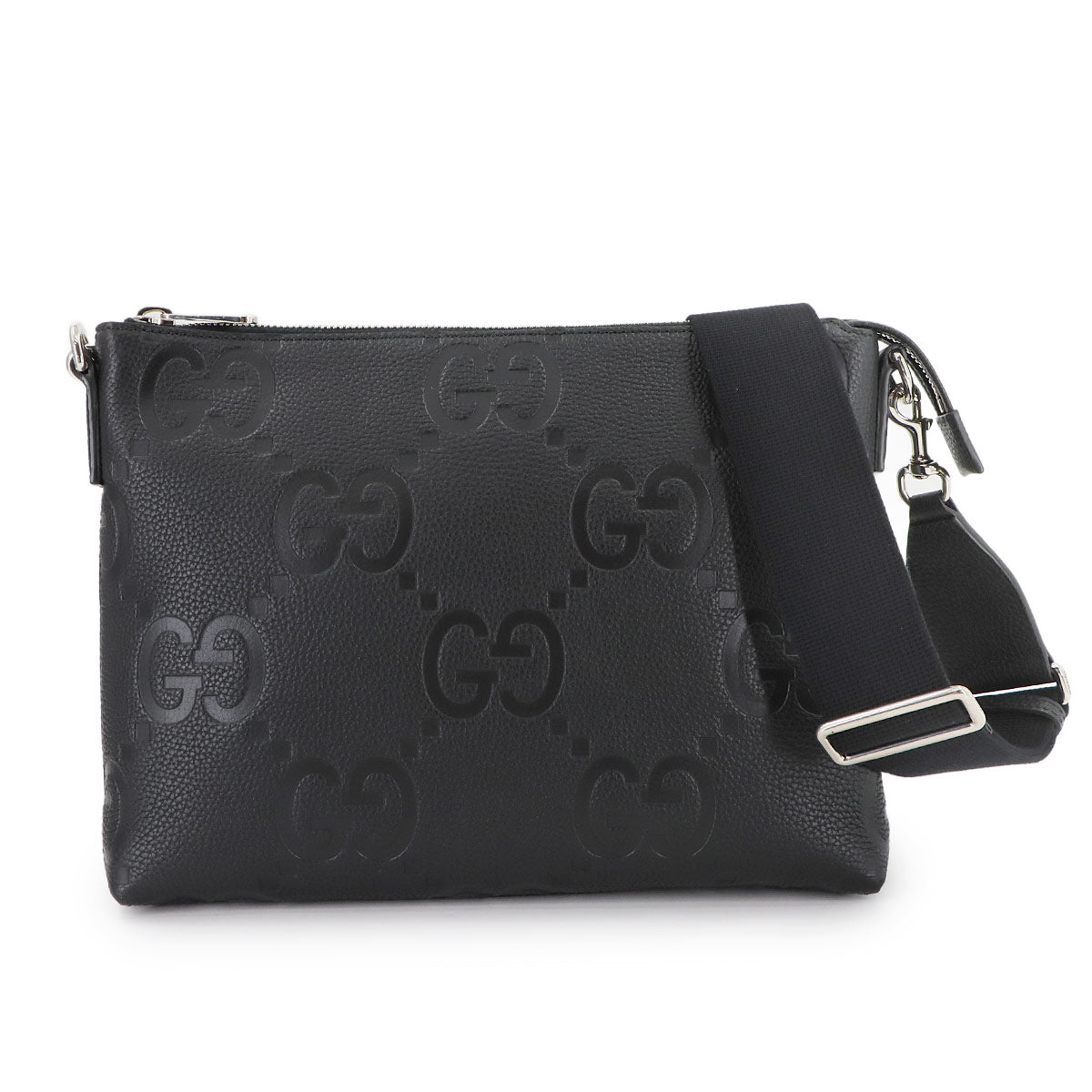 Jumbo GG Shoulder Bag Leather Black 696009 Purse