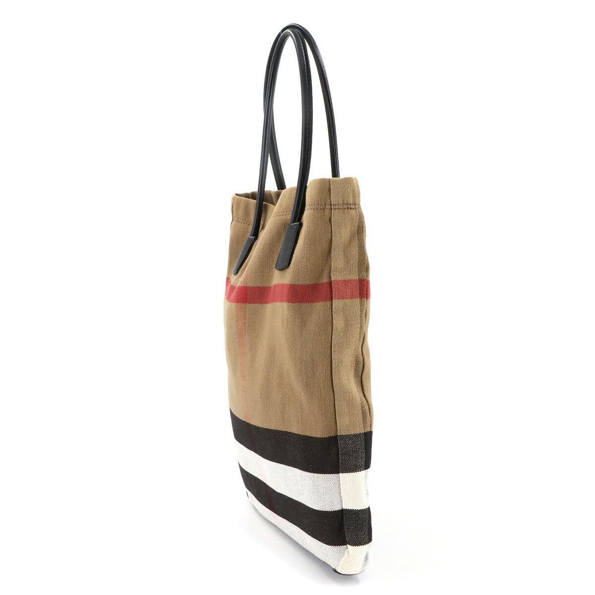 Plaid Tote Bag Canvas Leather Brown Black Brit Check