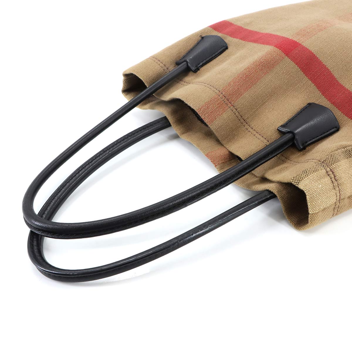 Plaid Tote Bag Canvas Leather Brown Black Brit Check