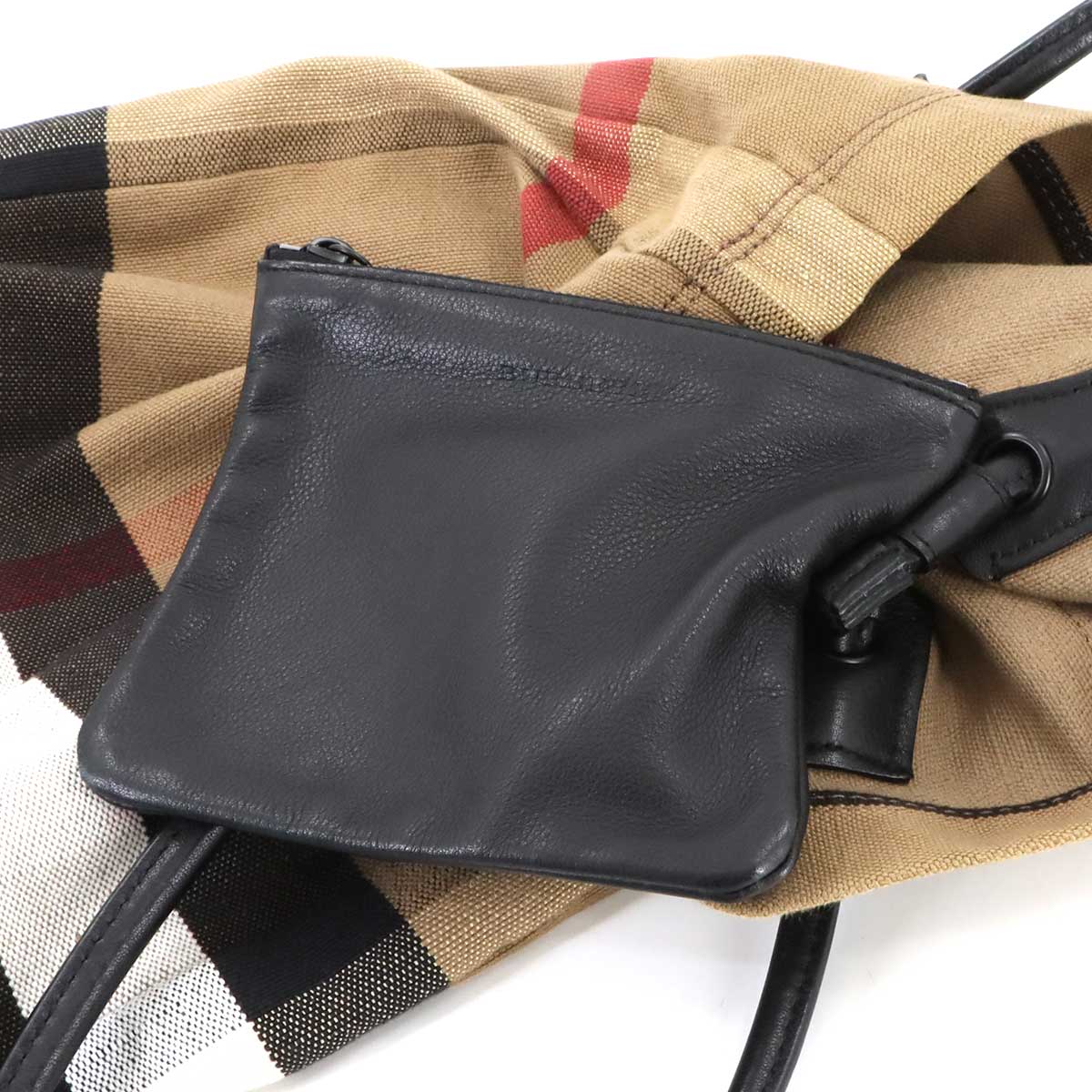 Plaid Tote Bag Canvas Leather Brown Black Brit Check