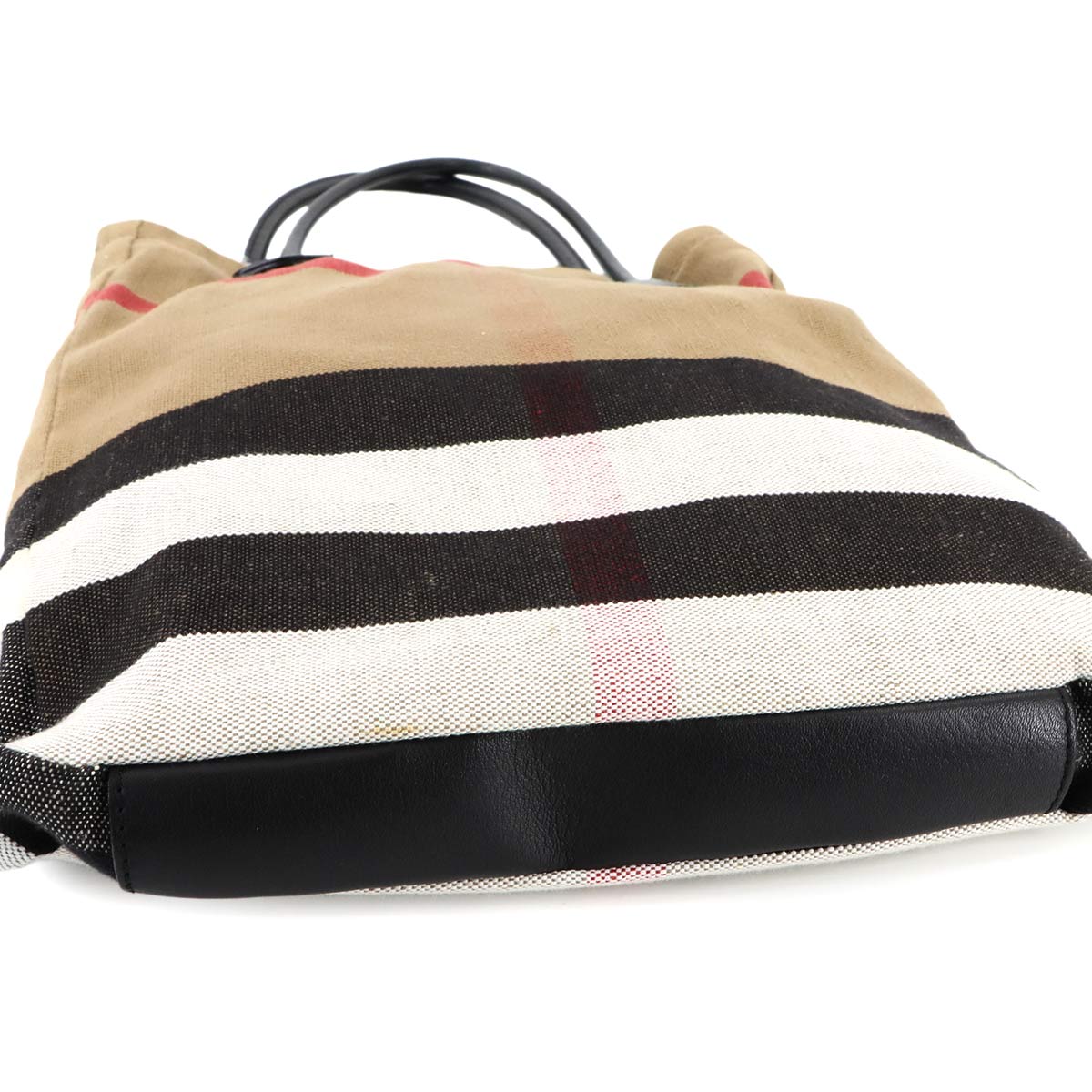 Plaid Tote Bag Canvas Leather Brown Black Brit Check