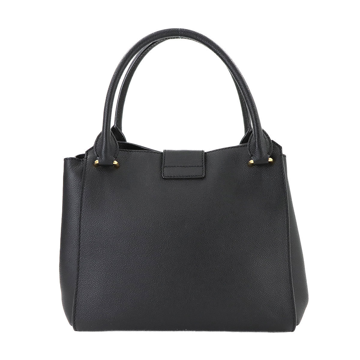 Buckle Tote 2way Tote Shoulder Bag Leather Black 4029022