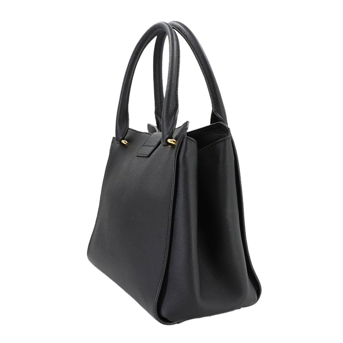 Buckle Tote 2way Tote Shoulder Bag Leather Black 4029022