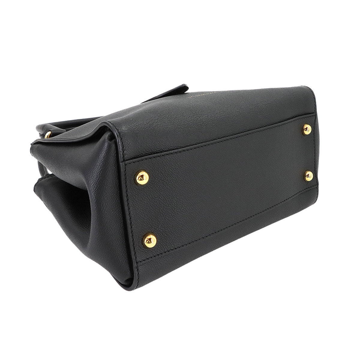 Buckle Tote 2way Tote Shoulder Bag Leather Black 4029022