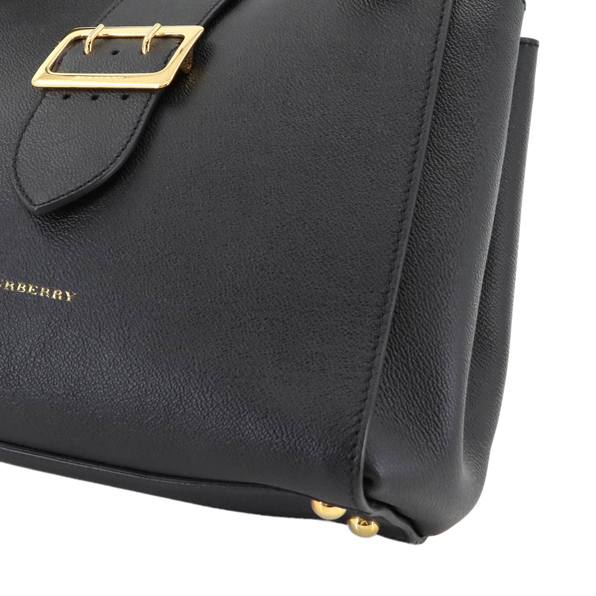 Buckle Tote 2way Tote Shoulder Bag Leather Black 4029022