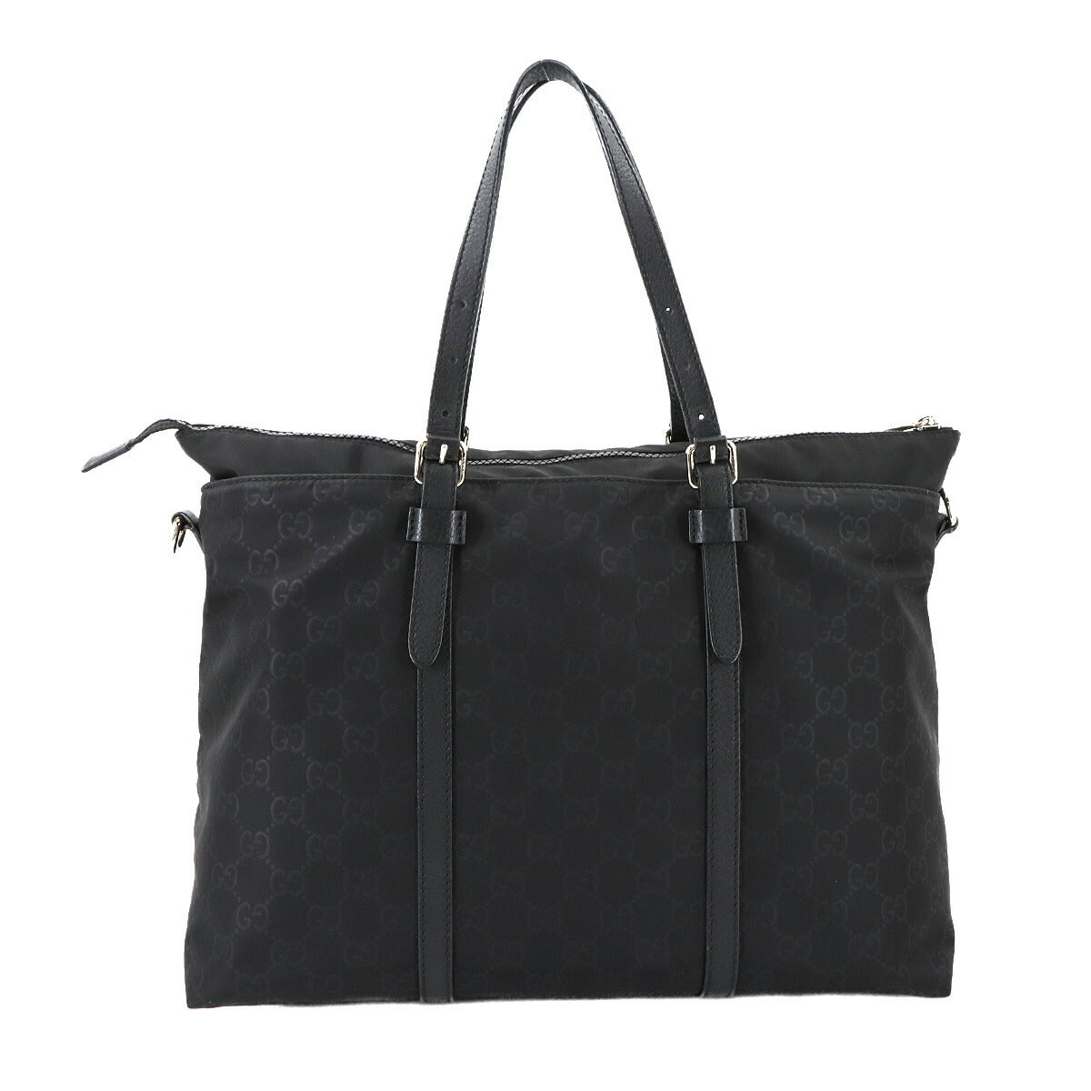 Tote Shoulder Bag GG Nylon Leather Black 387067 Purse