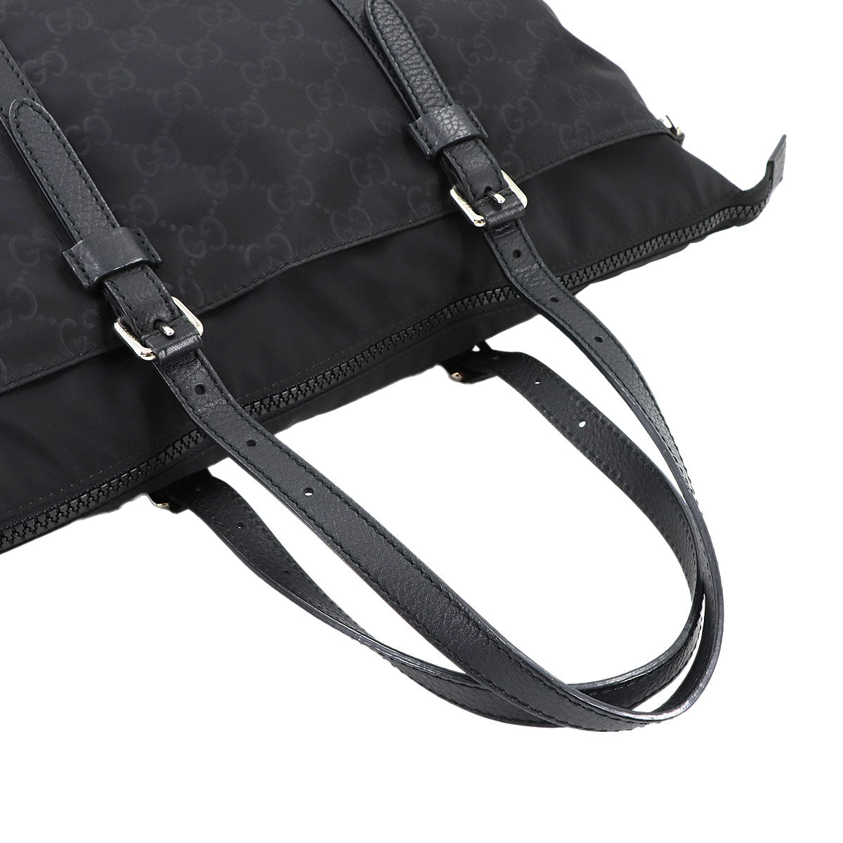 Tote Shoulder Bag GG Nylon Leather Black 387067 Purse