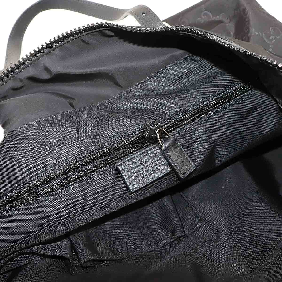 Tote Shoulder Bag GG Nylon Leather Black 387067 Purse