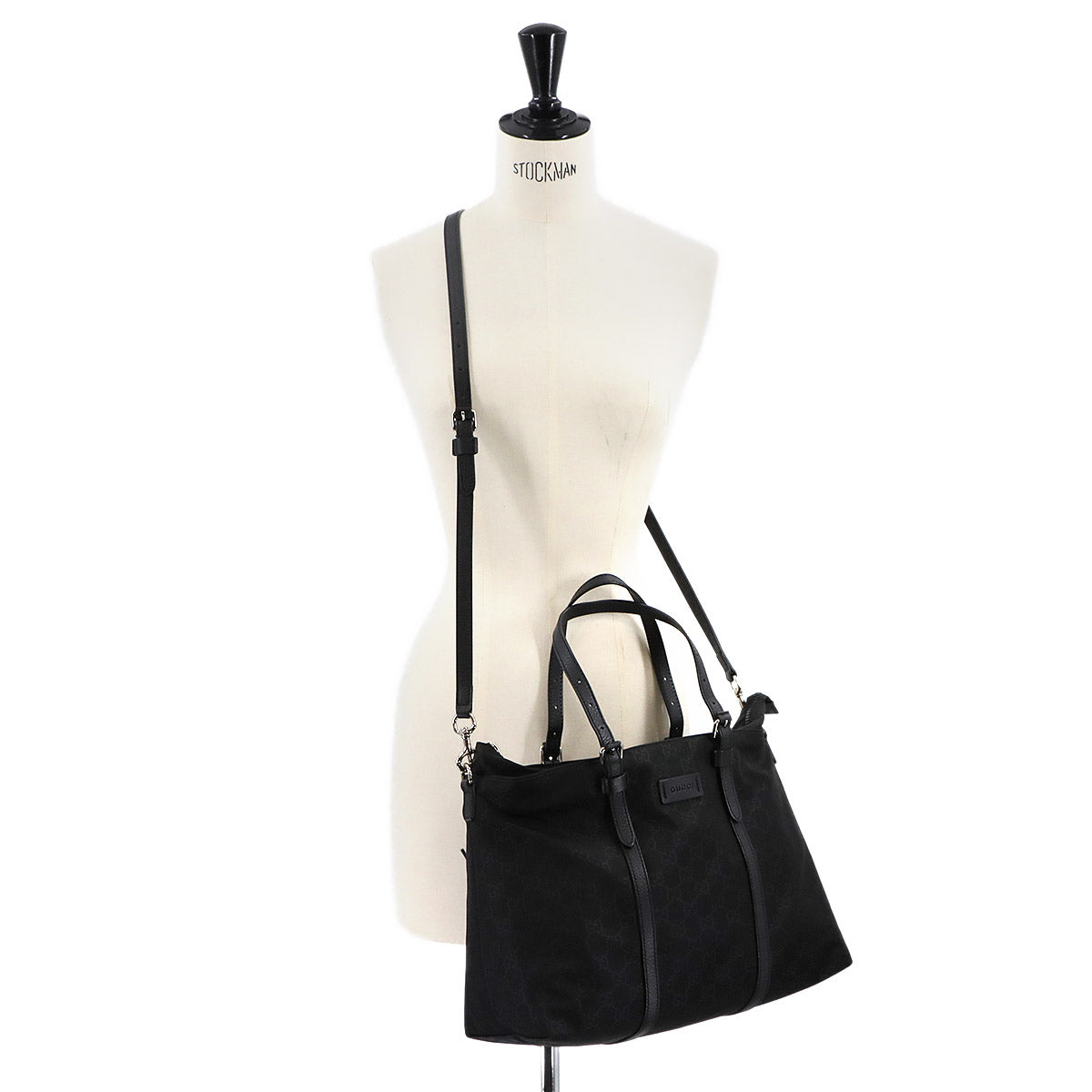 Tote Shoulder Bag GG Nylon Leather Black 387067 Purse