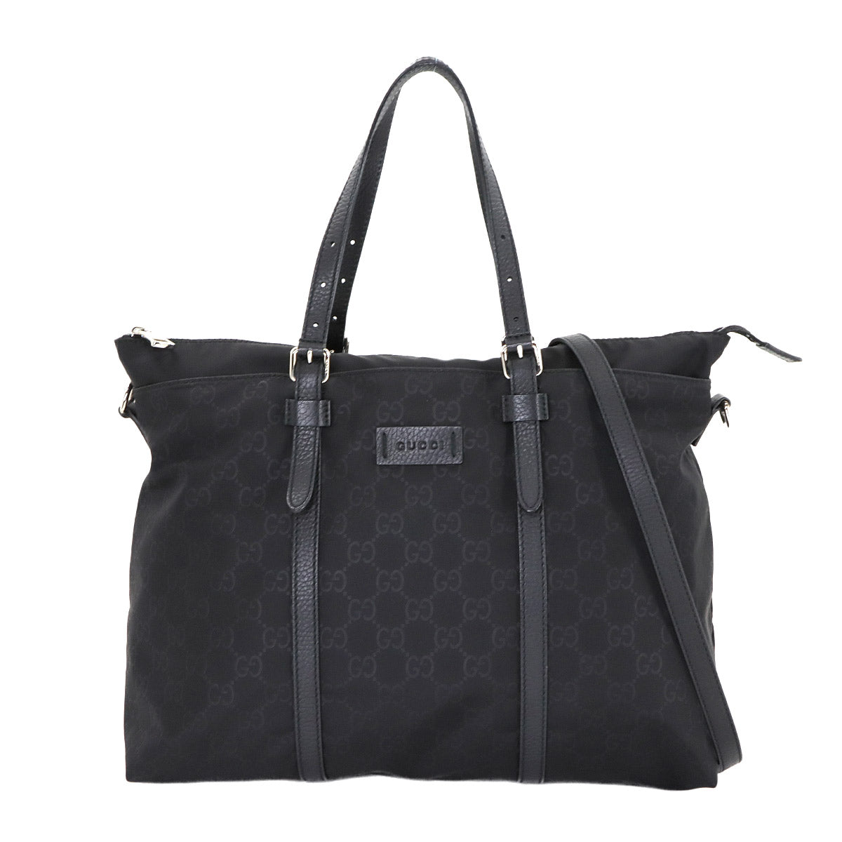 Tote Shoulder Bag GG Nylon Leather Black 387067 Purse