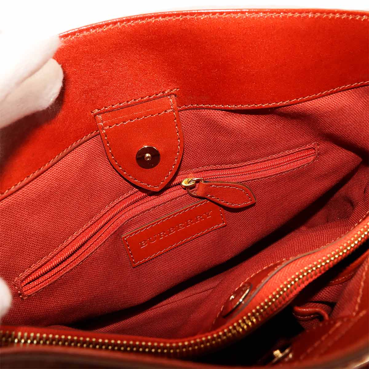 Plaid Hand Shoulder Bag PVC Leather Beige Brown