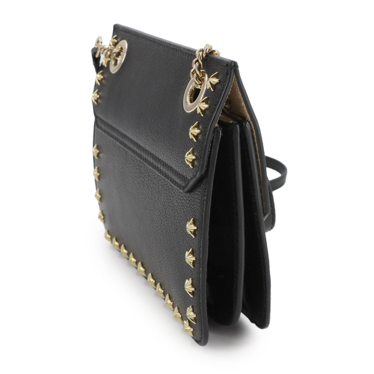 Shoulder Bag Leather Black Star Studs Purse