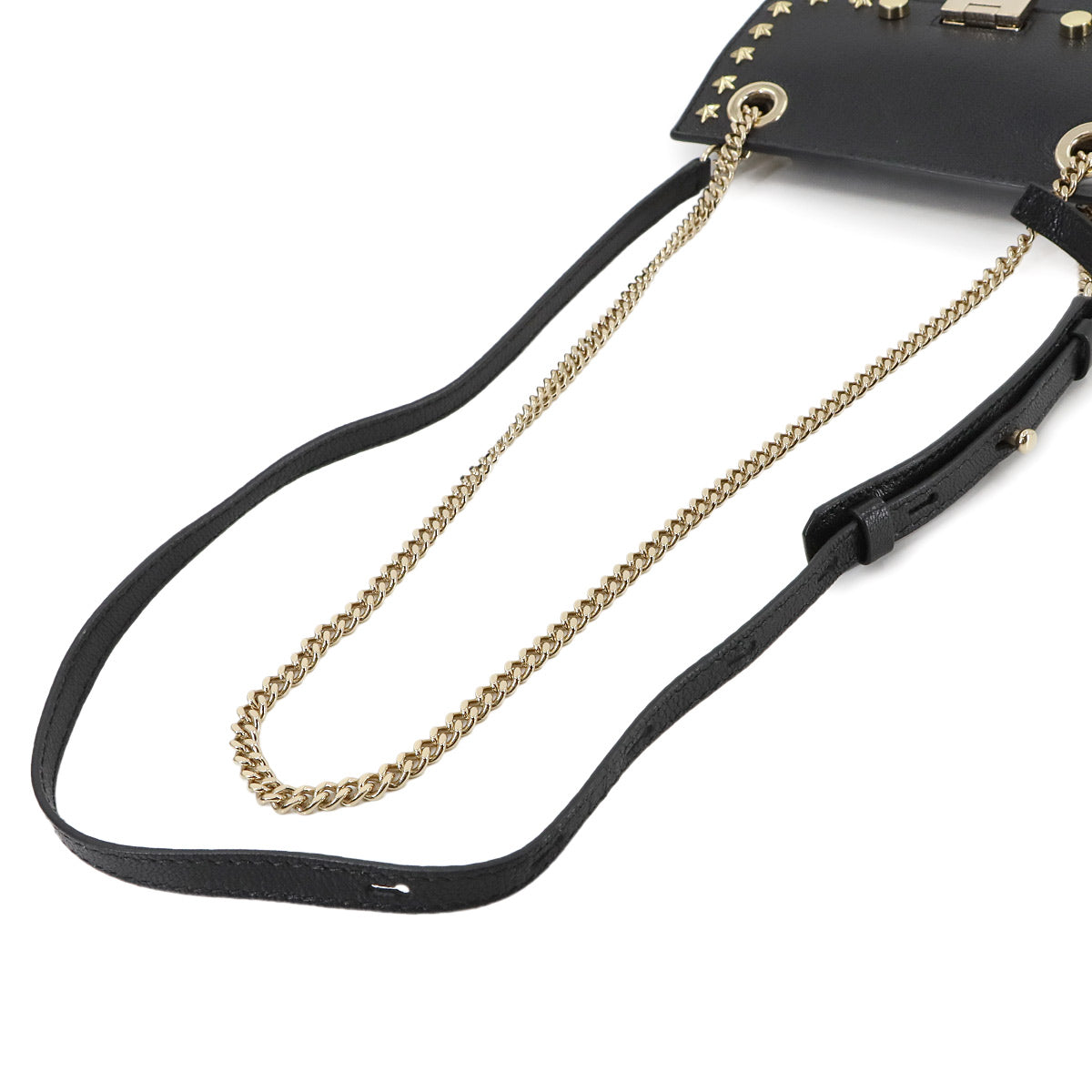 Shoulder Bag Leather Black Star Studs Purse