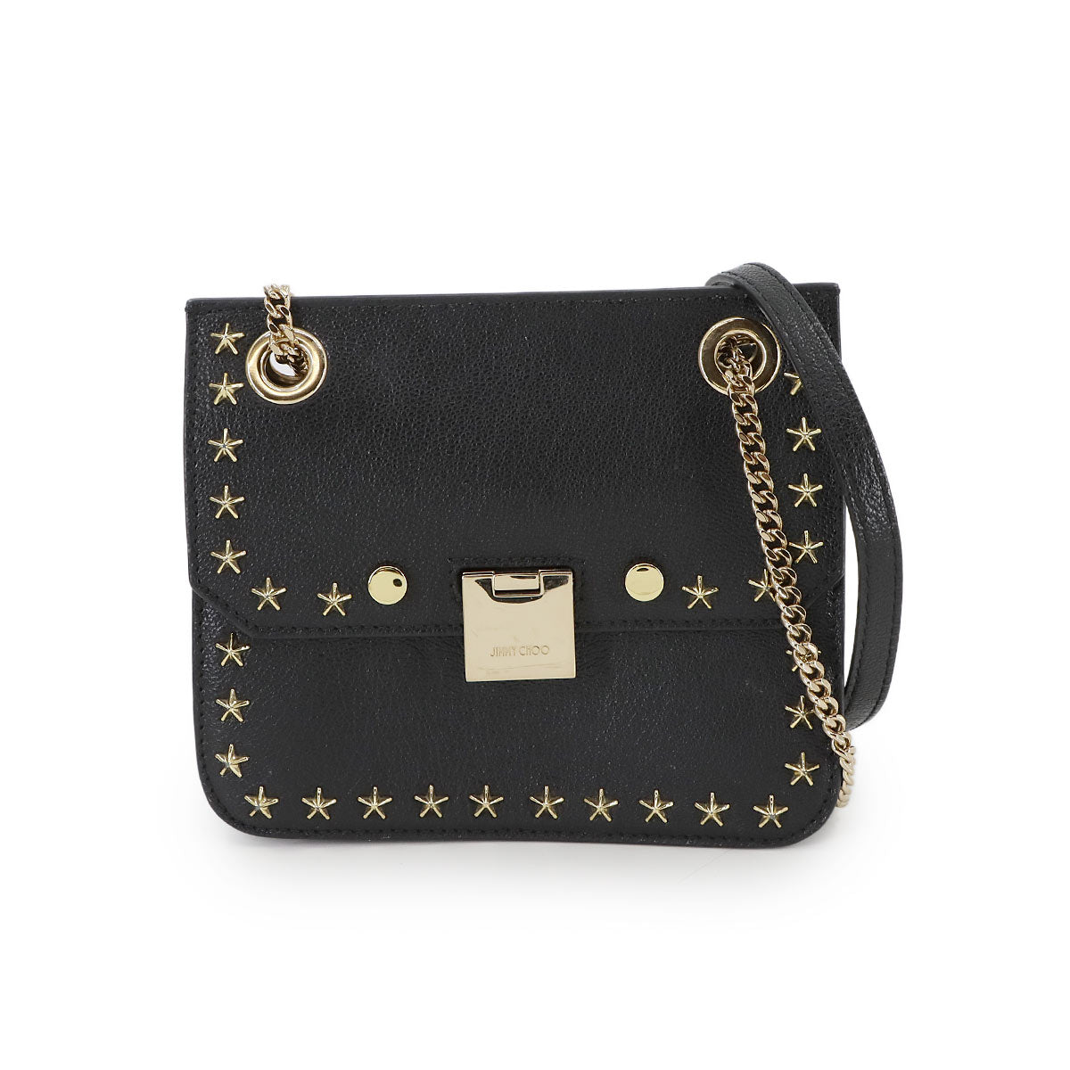 Shoulder Bag Leather Black Star Studs Purse
