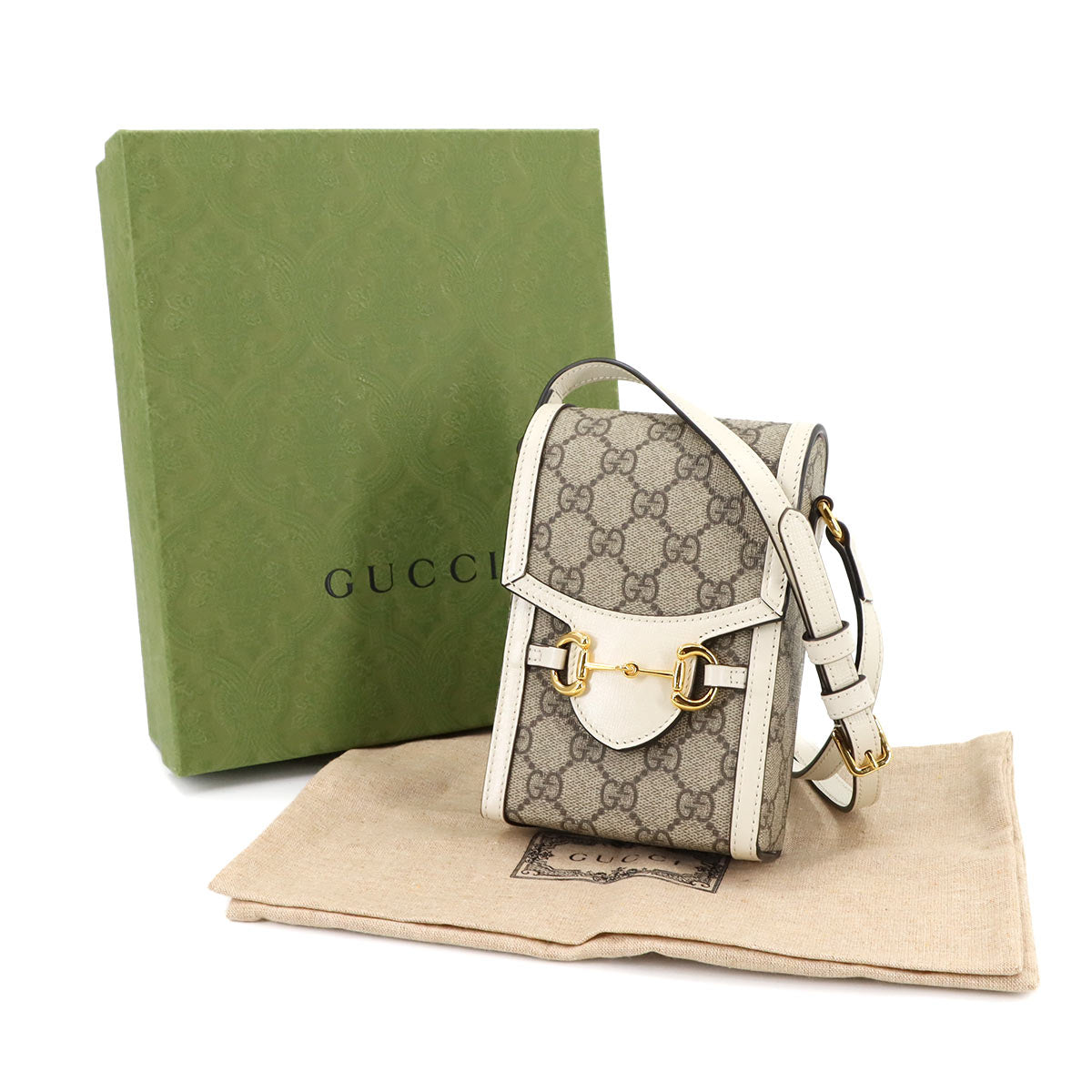 Horsebit 1955 Mini Shoulder Bag GG Supreme Canvas Leather Beige