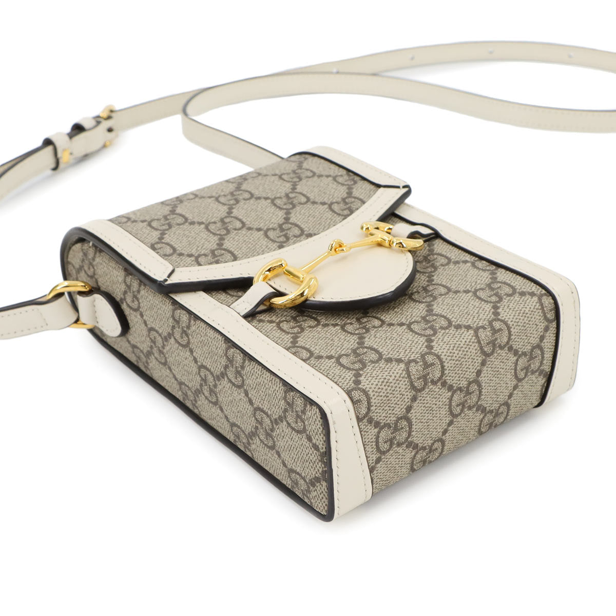 Horsebit 1955 Mini Shoulder Bag GG Supreme Canvas Leather Beige