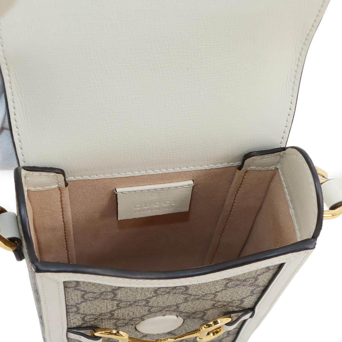 Horsebit 1955 Mini Shoulder Bag GG Supreme Canvas Leather Beige