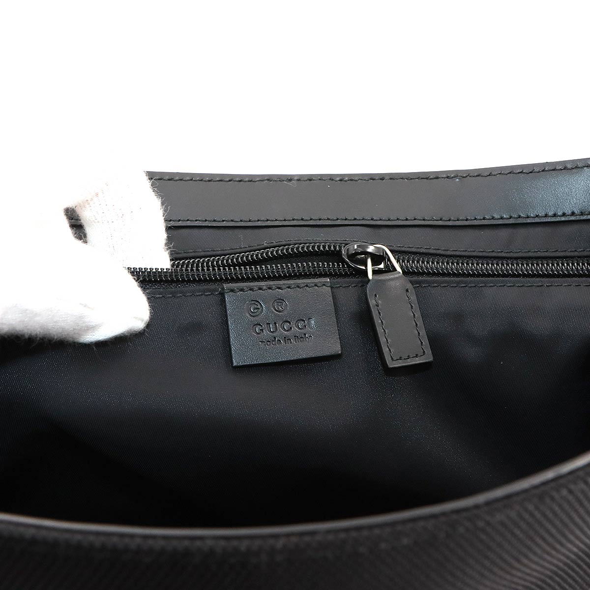 Web Techno Stripe Messenger Bag Canvas Leather Black 630921