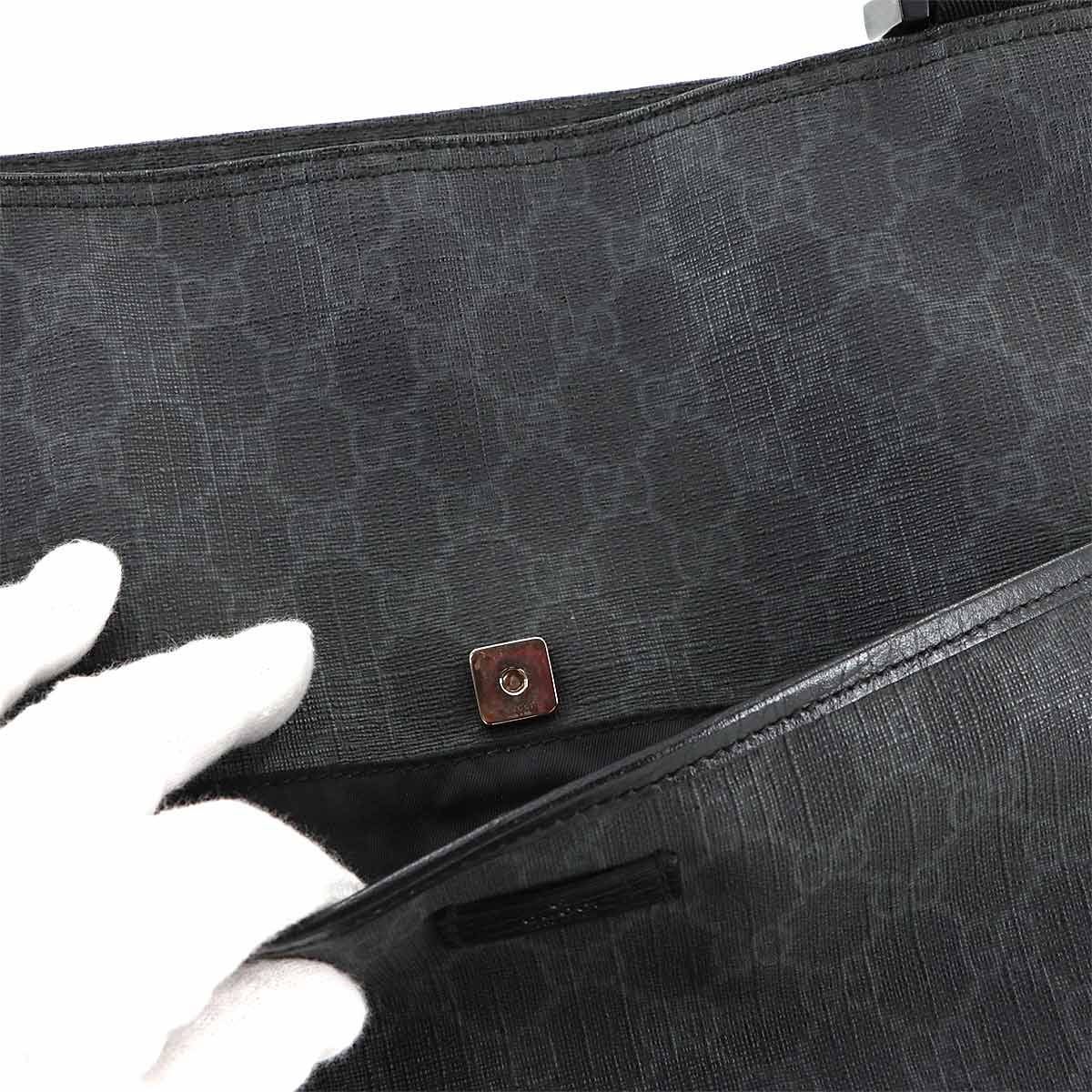 GG Supreme Messenger Shoulder Bag PVC Canvas Black 162904 Purse