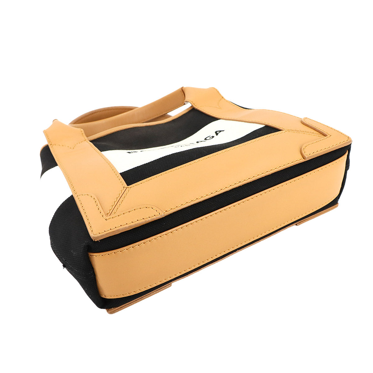 Navy XS Cabas Tote Shoulder Bag Canvas Black White 390346