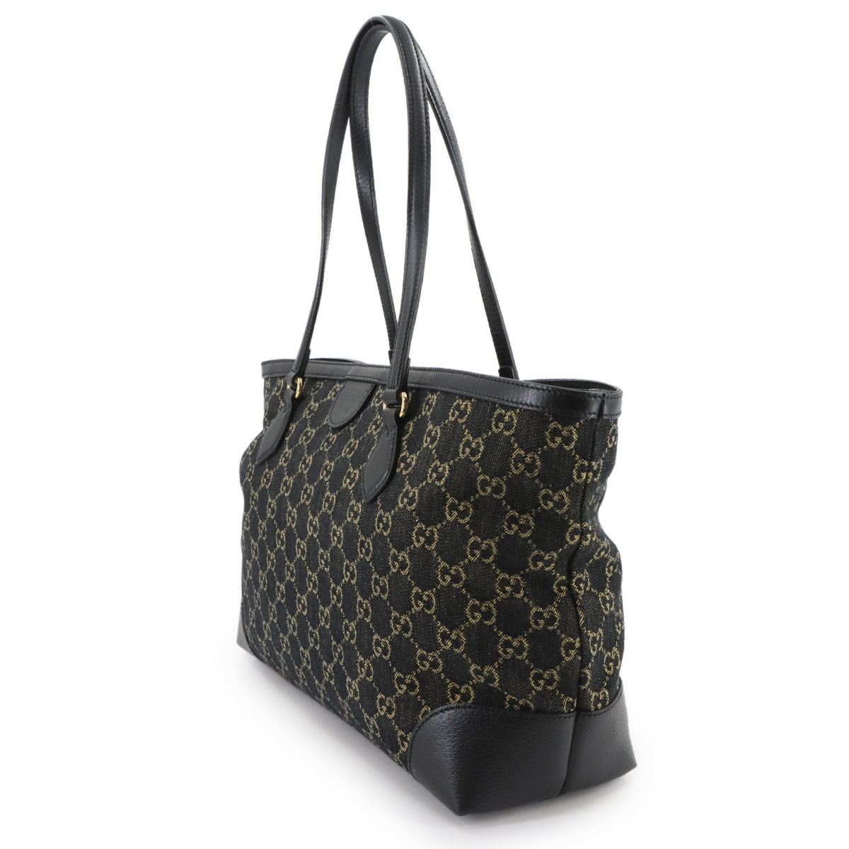 Ophidia Medium Tote Bag GG jacquard denim Leather Black 631685