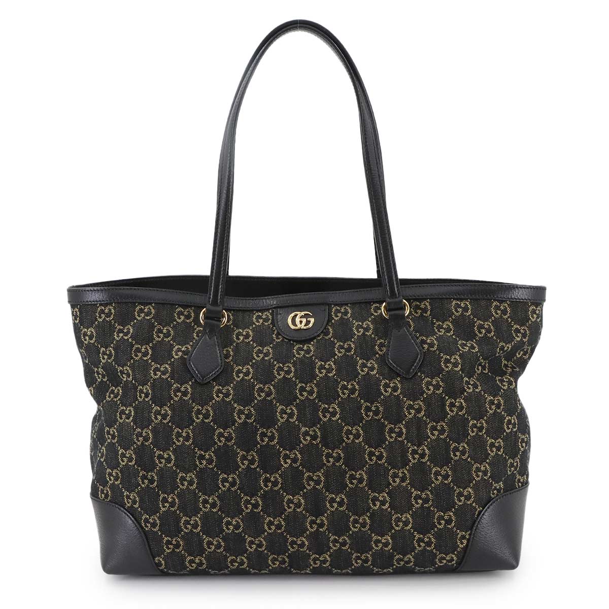 Ophidia Medium Tote Bag GG jacquard denim Leather Black 631685
