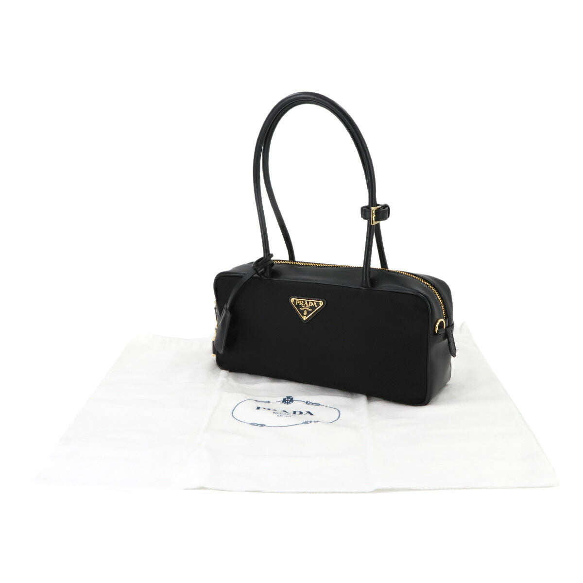 Hand Bag Nylon Leather Black 1BB133 Purse