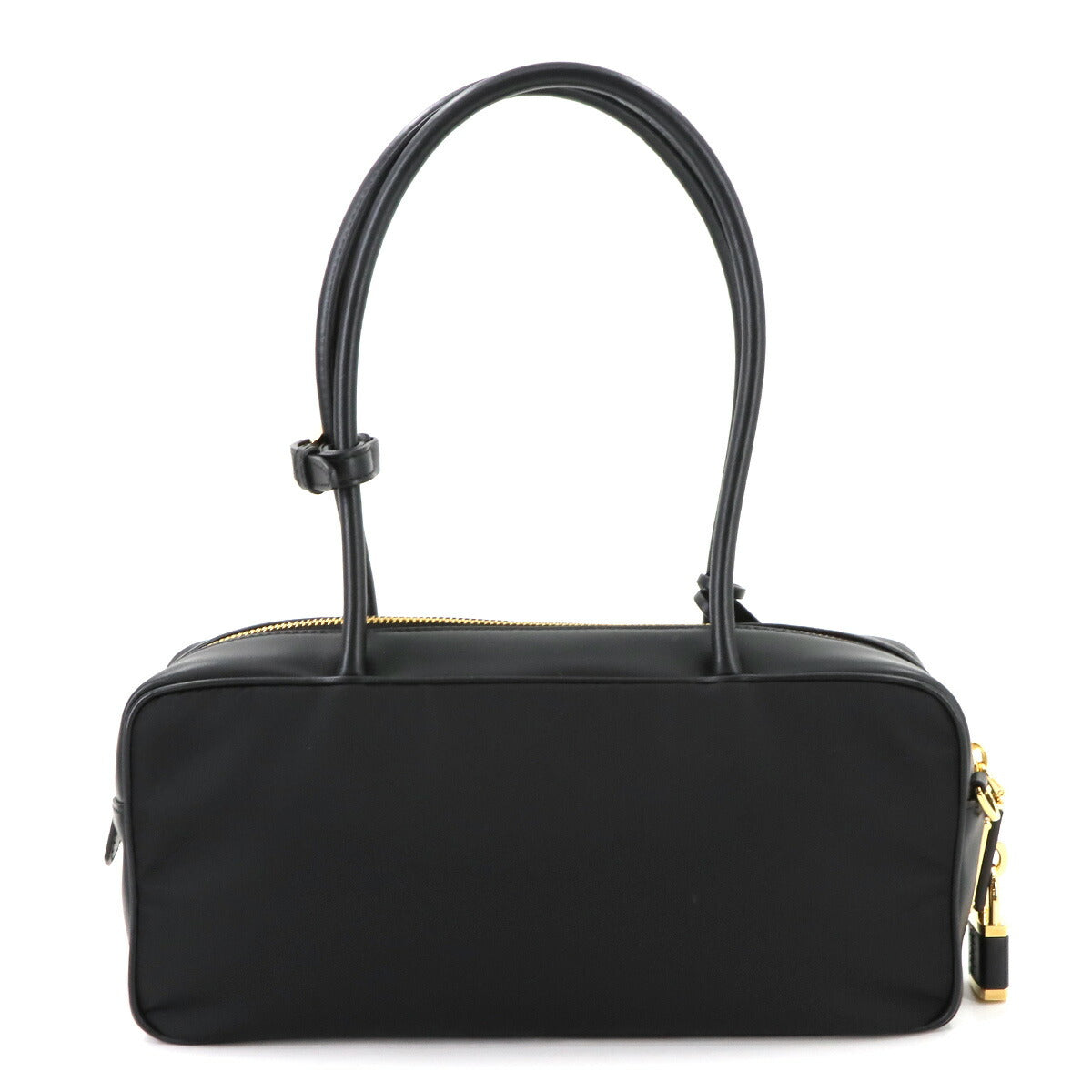 Hand Bag Nylon Leather Black 1BB133 Purse