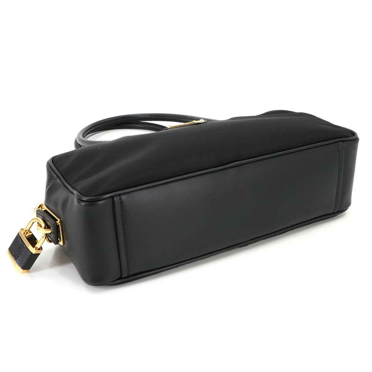 Hand Bag Nylon Leather Black 1BB133 Purse