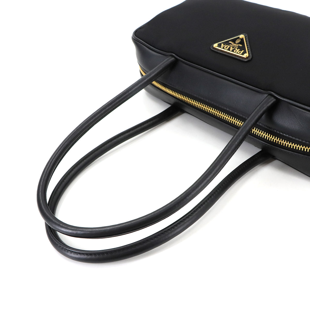 Hand Bag Nylon Leather Black 1BB133 Purse