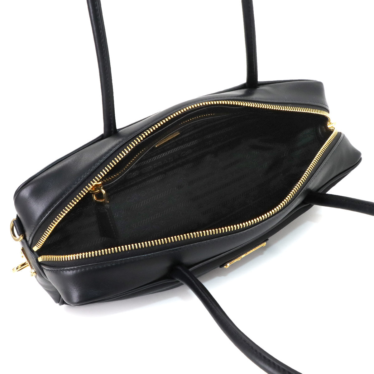 Hand Bag Nylon Leather Black 1BB133 Purse