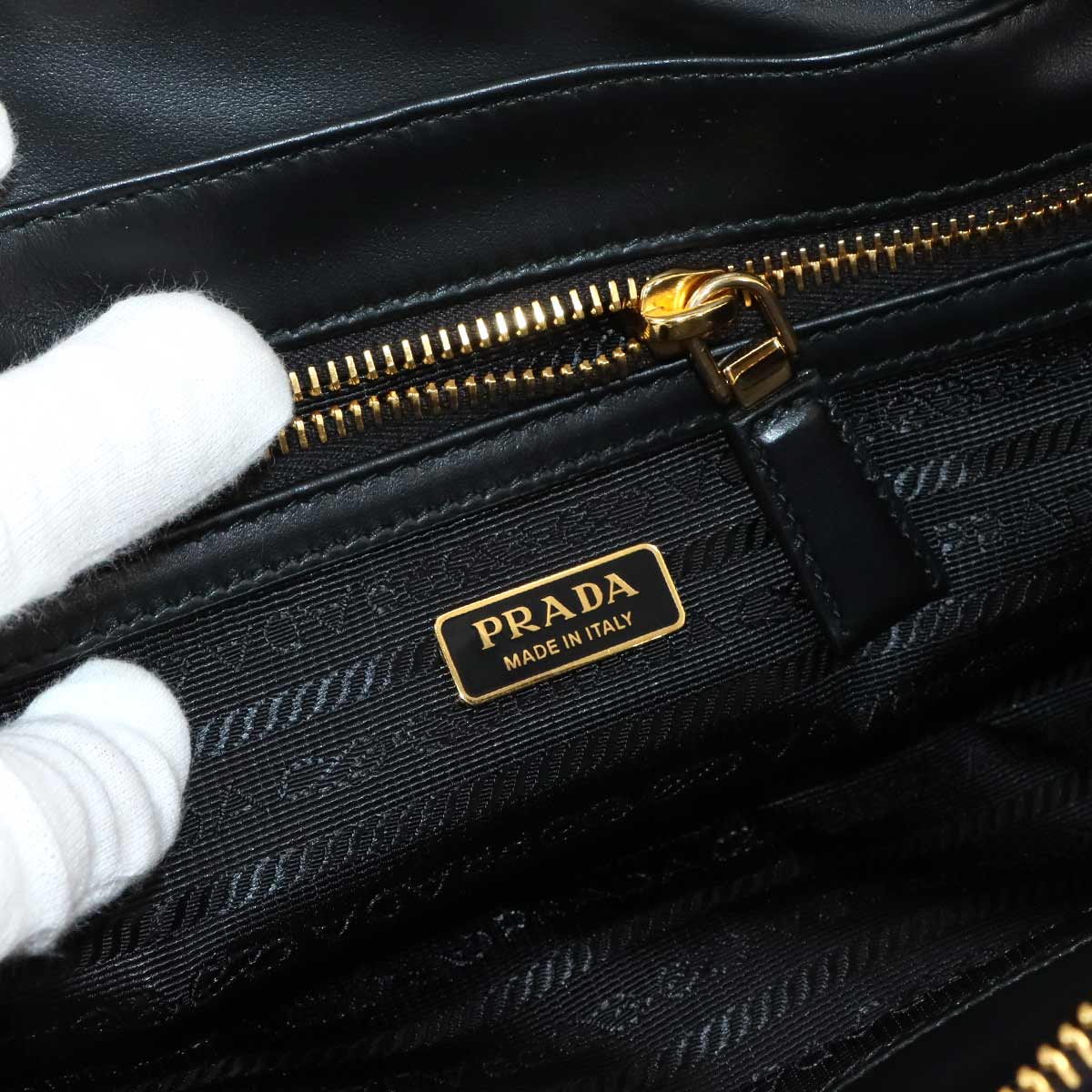 Hand Bag Nylon Leather Black 1BB133 Purse