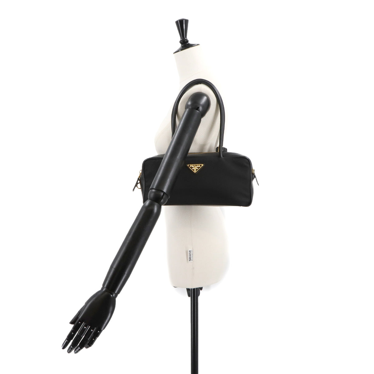 Hand Bag Nylon Leather Black 1BB133 Purse