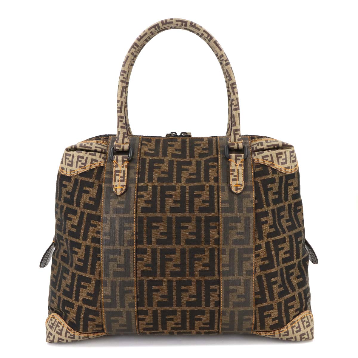 Zucca Zucchino Hand Bag Canvas PVC Brown Black 8BL096 Vintage