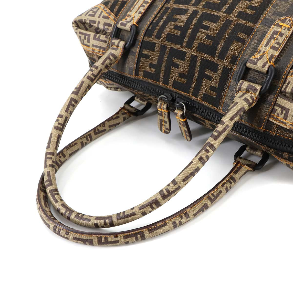 Zucca Zucchino Hand Bag Canvas PVC Brown Black 8BL096 Vintage