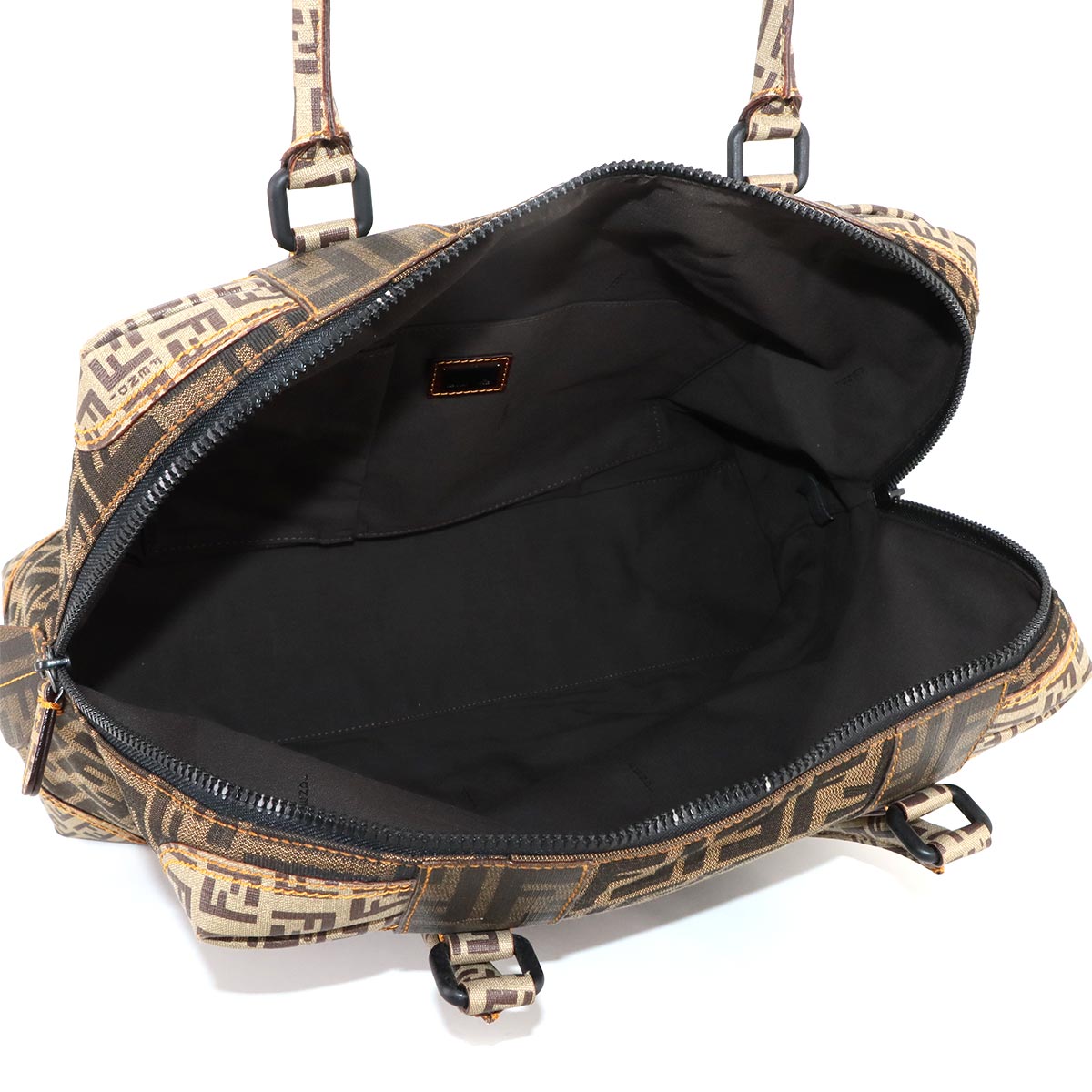 Zucca Zucchino Hand Bag Canvas PVC Brown Black 8BL096 Vintage