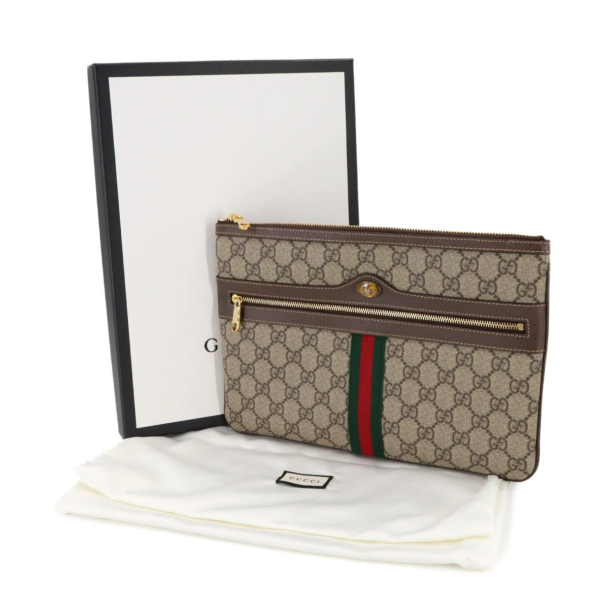 Ophidia Clutch Bag GG Supreme Beige Brown 517551 Purse