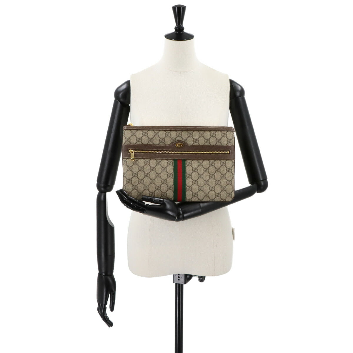 Ophidia Clutch Bag GG Supreme Beige Brown 517551 Purse