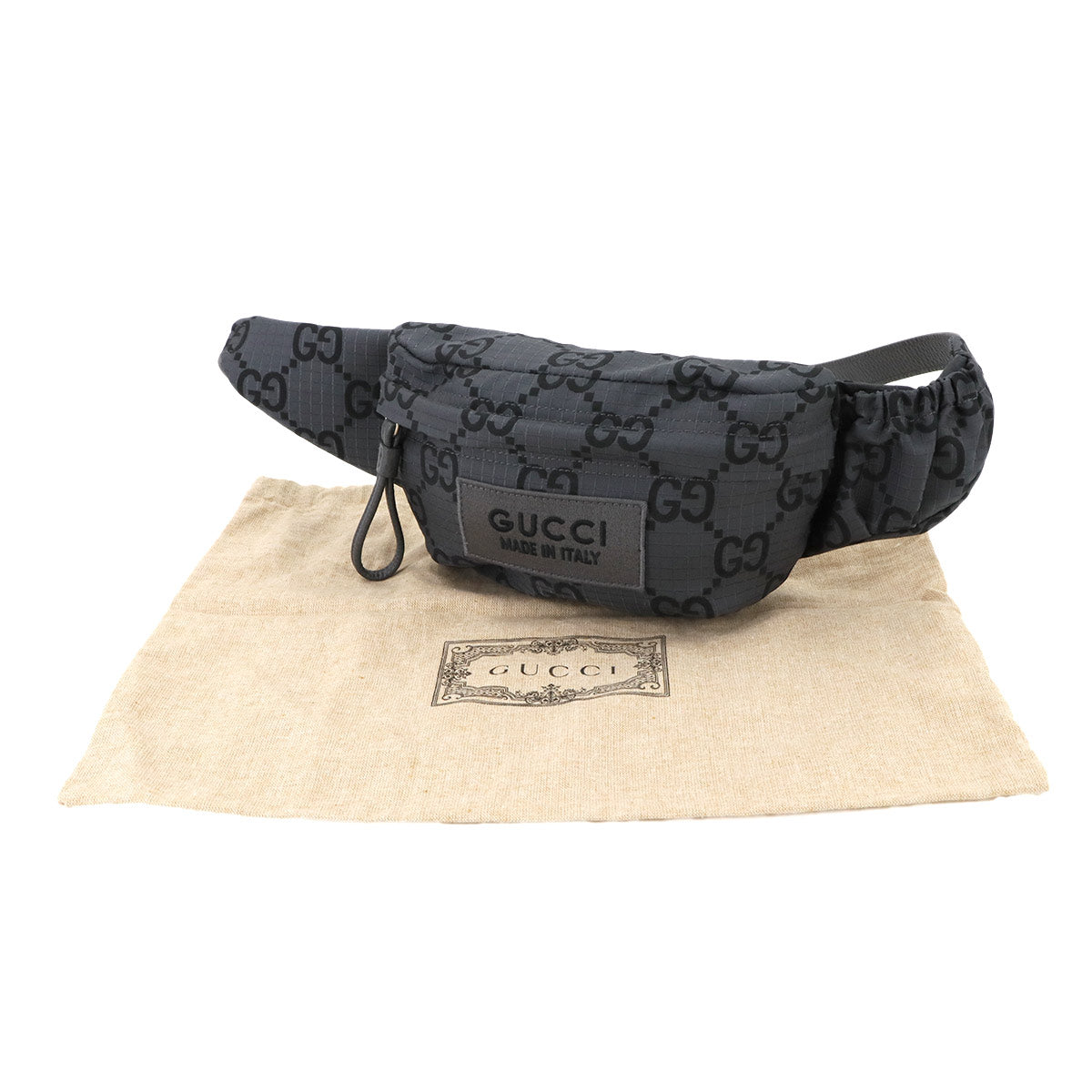 Belt Bag GG Recycled Polyester Leather Grey 767934 Purse