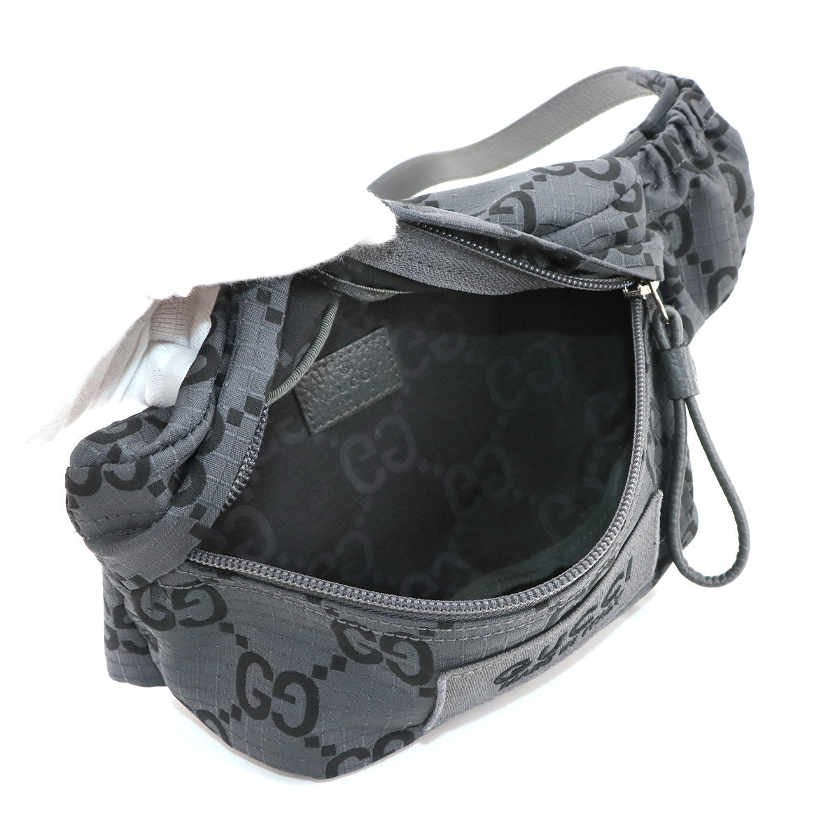 Belt Bag GG Recycled Polyester Leather Grey 767934 Purse