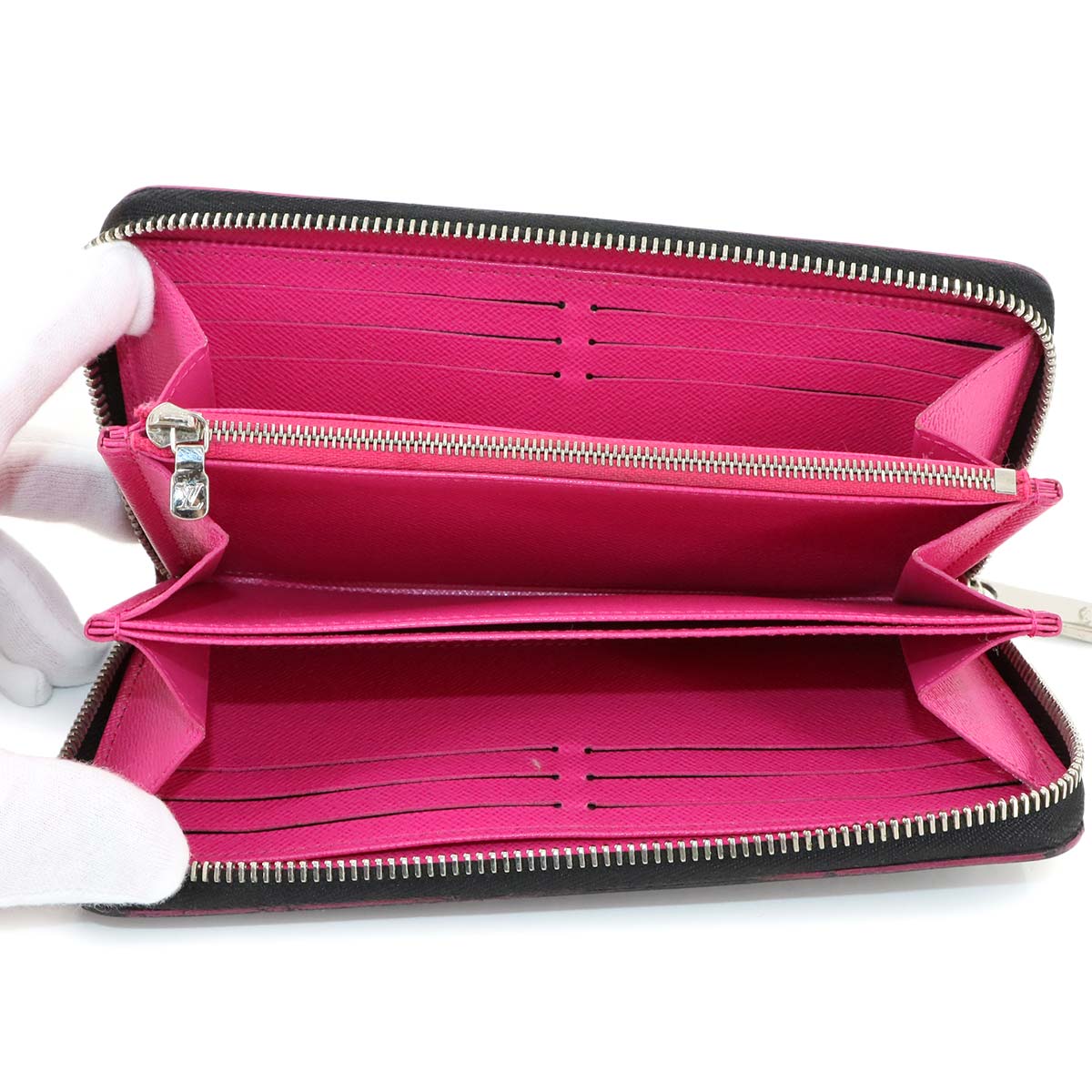 Epi Zippy Wallet Leather Noir Hot Pink M64838 Purse