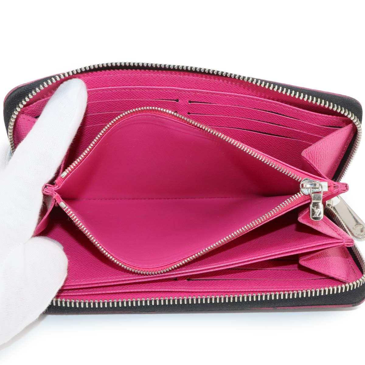 Epi Zippy Wallet Leather Noir Hot Pink M64838 Purse