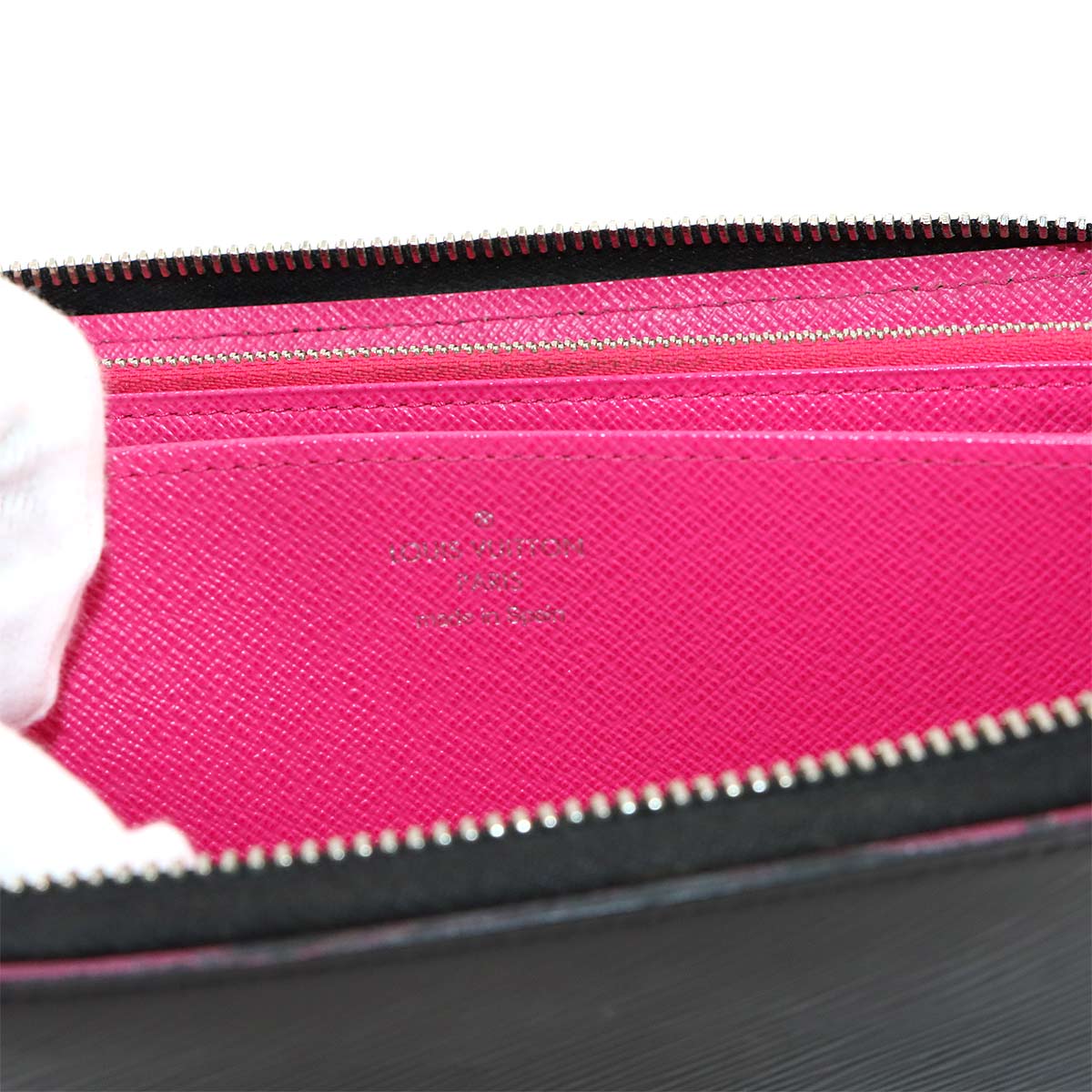 Epi Zippy Wallet Leather Noir Hot Pink M64838 Purse