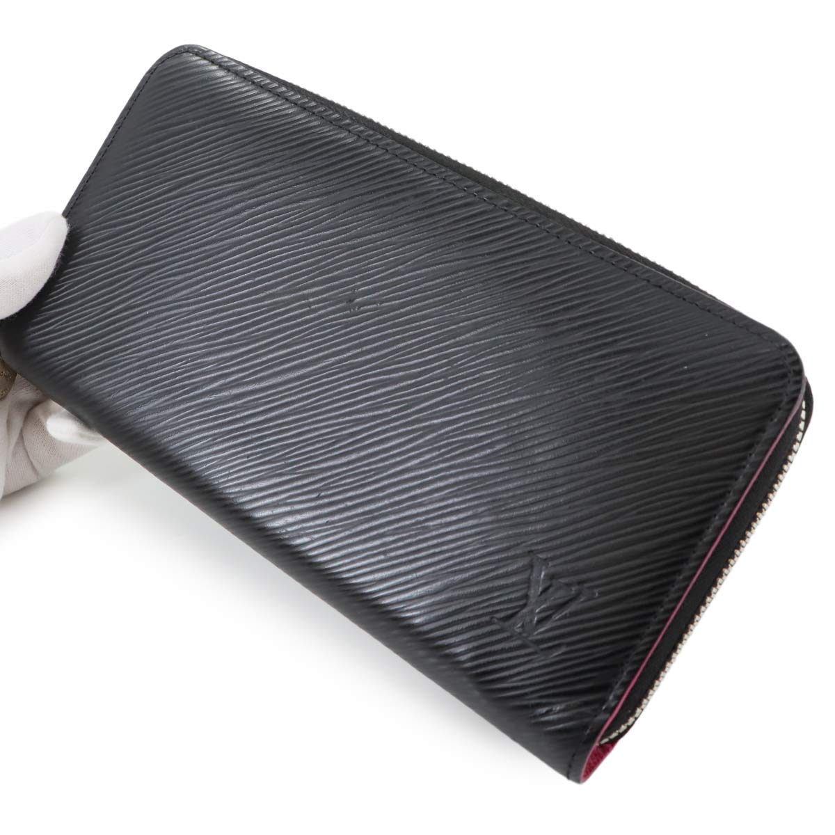 Epi Zippy Wallet Leather Noir Hot Pink M64838 Purse